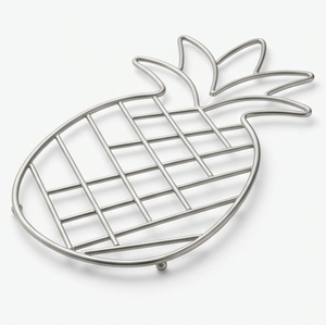 Sous-plat en acier inoxydable motif ananas, résistant à la chaleur, pour cuisine, couleur argent - Product Image 3