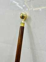 Bastón Multifuncional Hecho a Mano de Madera de Palisandro con Mango Redondo de Latón Pulido