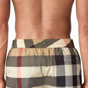 Short de bain décontracté pour homme à carreaux, taille mi-haute, avec cordon de serrage, séchage rapide, longueur courte, en polyester tissé AI-SH-09 - Product Image 5