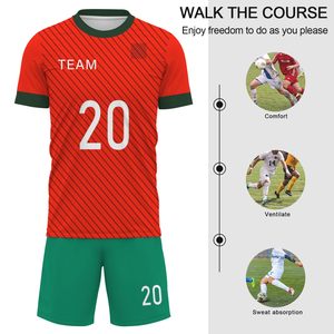 Ensemble de maillots de football haute performance 100 % polyester, uniforme de ligue personnalisé, respirant, séchage rapide, manches courtes, unisexe, pour bébés - Product Image 2
