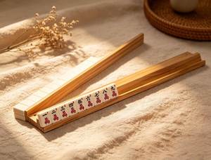 Wooden Mahjong Tile <b>Rack</b> Foldable Card Track Holder For Home Decor Asian Style Desktop <b>Display</b> <b>Racks</b> Pre Assembled - Product Image 1