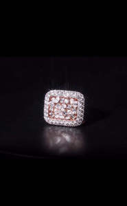 Women's 18K Rose <b>Gold</b> Plated Diamond <b>Cocktail</b> <b>Ring</b> Pave Setting Geometric Luxury Party Jewelry - Product Image 2