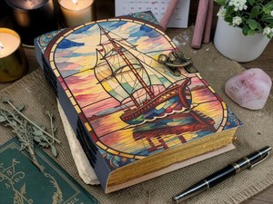 Herb Heritage <b>Sailing</b> Ship Leather Journal Pirate Notebook Vintage Captain Log <b>Book</b> Deckle Edge Paper Diary 200 Sheets Gift - Product Image 6