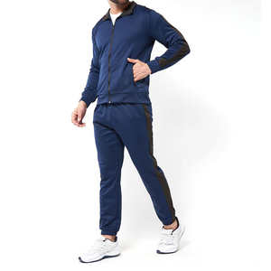 Ensemble de survêtement d'hiver pour homme avec fermeture éclair intégrale, panneaux latéraux contrastants, léger, deux pièces, pour le sport, l'entraînement et la gym - Product Image 2