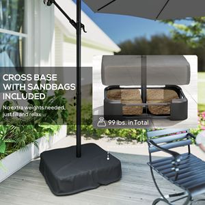 Ombrellone a braccio laterale da 3 metri grigio scuro con design leggero a sospensione solare, copertura protettiva inclusa - Product Image 6