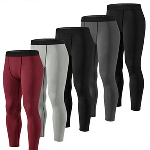 Gym Leggings US Size 90% Polyester 10% Spandex Custom Logo Sportswear Running <b>Tights</b> Pants Elastic <b>Compression</b> - Product Image 4