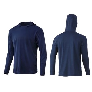 Men's Orange Hooded Long Sleeve Moisture Wicking <b>Polyester</b> <b>Shirt</b> Summer Regular Fit Solid Color Pullover Top - Product Image 4