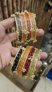 Customized Velvet Fabric Glass Chudiyan <b>Sets</b> Elegant Style Latest Festive Eid & Party Wear Kashmiri <b>Bangle</b> Churian For Girls - Product Image 6