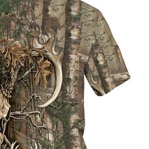 Ropa de Caza para Hombre, Camiseta de Caza de Algodón con Camuflaje, Camiseta Deportiva de Manga Corta 100% Poliéster con Camuflaje - Product Image 3