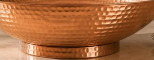 Handcrafted Large Hammered Copper Pedestal Bowl Round Centerpiece Decor For Kitchen <b>Island</b> Dining <b>Table</b> Countertop Storage Tray - Product Image 4