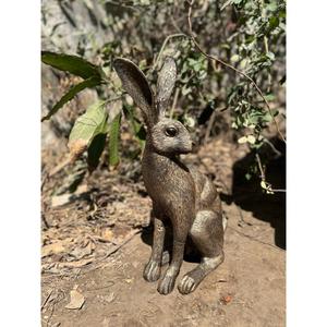 Sculpture de lièvre en bronze, faite à la main, style antique, ornements de lapin femelle pour fournitures de jardin, à poser au sol - Product Image 1