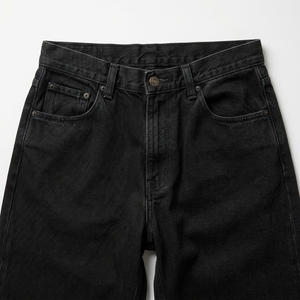 Jeans en denim personnalisés pour hommes, coupe large, décontractés, noirs, amples, en coton, coupe droite, vente en gros - Product Image 6