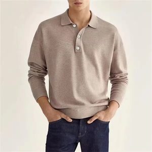 เสื้อเชิ้ตแขนยาวคอวีติดกระดุมสีพื้นสำหรับผู้ชายสไตล์ลำลองธุรกิจสบายๆ ระบายอากาศได้ดี แห้งเร็ว สำหรับฤดูใบไม้ผลิและฤดูใบไม้ร่วง - Product Image 5