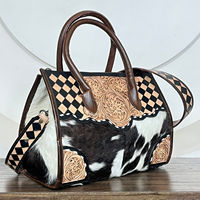 Sac à main en cuir à carreaux fait main de luxe de nouvelle mode, sac à main en cuir de vache occidental, sac à bandoulière pour femmes