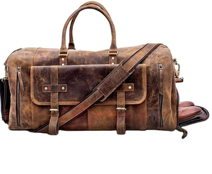 Bolsa de Viaje de Fin de Semana, Bolsa de Lona con Detalles en Cuero Genuino, Bolsa de Deporte Grande Personalizada - Product Image 1