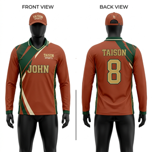 เสื้อคริกเก็ตชาย 185 GSM ผ้าโพลีเอสเตอร์อินเตอร์ล็อคคุณภาพสูง สีแดงเลือดหมู เหลือง น้ำเงิน ดีไซน์ลายแผง  โลโก้แบบพิมพ์ร้อน - Product Image 3