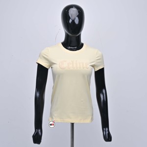 T-shirt pour femme de haute qualité, écologique, avec broderie en sequins et chenille, respirant, manches courtes, col rond, coton, couleur unie - Product Image 1