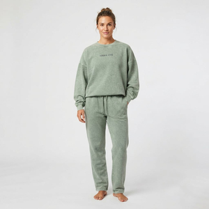 Ensemble de survêtement oversize pour femme, col rond, couleur unie, pantalon long, taille élastique, coupe ample, vêtements décontractés, 100% coton - Product Image 4