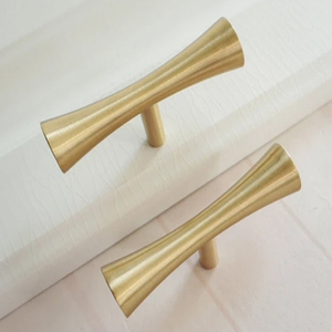 T Bar Brushed <b>Gold</b> Brass Knobs <b>Pulls</b> & Handles <b>Drawer</b>, Dresser, Wardrobe, Closet & Kitchen Door Hardware Metal Knobs - Product Image 2