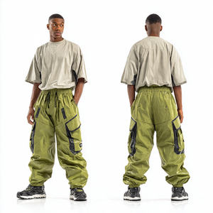 Pantalon de survêtement streetwear unisexe coupe large coupe-vent, bas de survêtement baggy, joggers oversize en nylon style hip-hop, pantalon imprimé graphique - Product Image 5