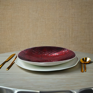 Grande assiette de service en métal de conception française, durable et écologique pour les fêtes, couleur bordeaux, pour la vente en gros - Product Image 2