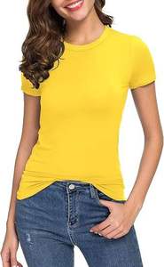 Camisetas de Moda para Mujer, con Logotipo Personalizado, Suaves, Transpirables, de Secado Rápido, para Verano, Corte Ajustado, Manga Corta, Algodón, Colores Personalizados - Product Image 3