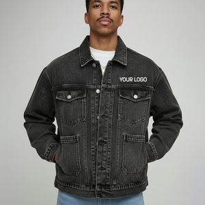Wholesale Price Custom Made Stylish Design Windproof Breathable Long Front Custom Embroidery Logo Vintage <b>Denim</b> <b>Jacket</b> - Product Image 1