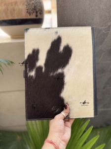 Hot sale Hair On Hide Cowhide Leather Business Planner Portfolio Conference File Folders Document Folder Binder With Card Holder - Product Image 4
