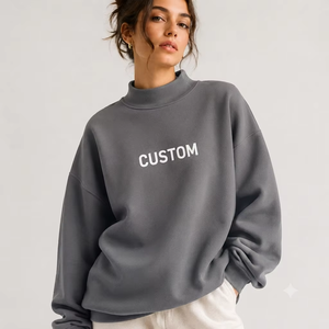 Sweat-shirt surdimensionné à col rond en molleton pour femme, avec impression de lettres personnalisée, manches longues, en coton tricoté, pull-over tendance pour l'automne - Product Image 1