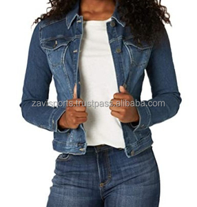 High Quality Casual Women Fashion Wear Women Quilted Denim Jacket Fashion Plain Jeans Jacket for Women in Denim Jacket Price - Product Image 5
