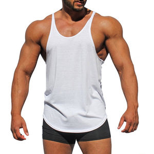 Camiseta sin mangas acanalada para hombre, de poliéster, lisa, de color sólido, para entrenamiento de verano, estilo casual, a precio económico, al por mayor. - Product Image 5