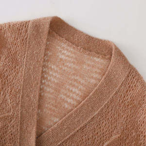 VIBE SEWN Cardigan en tricot extensible pour femme, col rond, manches longues, décontracté, pour le travail et le quotidien, polyester/coton, hiver, uni, élégant - Product Image 5
