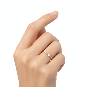 Anillo Apilable Minimalista con Diamantes de Laboratorio Redondos, Oro Sólido de 9K, 10K, 14K, 18K, Anillo de Promesa con Cuatro Diamantes, Anillo de Moda para Uso Diario - Product Image 6