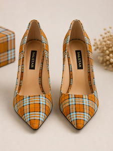 Zapatos de Tacón Alto con Diseño Escocés a Cuadros para Mujer – Elegantes Tacones para Bodas y Eventos Nocturnos, Venta al Por Mayor - Product Image 2