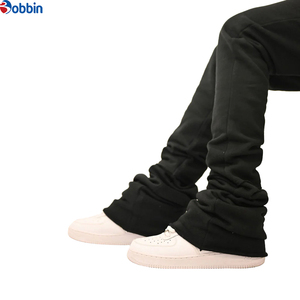 Pantalones Cómodos para Hombre, Fabricante de Pantalones Negros de Algodón Puro, Pantalones Deportivos Estilo Hip Hop, Pantalones Acampanados de Cintura Media - Product Image 3