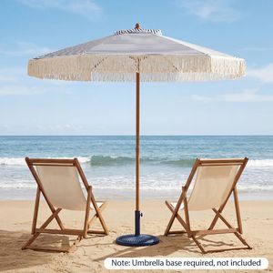 Ombrellone da Patio Boho con Frange e Nappe da 7 Piedi, Ombrellone da Spiaggia Protettivo dal Sole con Base Elegante - Product Image 3