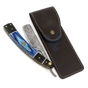 Rasoir droit professionnel vintage en acier Damas pour hommes, approuvé par les barbiers, rasoir jetable classique à lame droite - Product Image 1