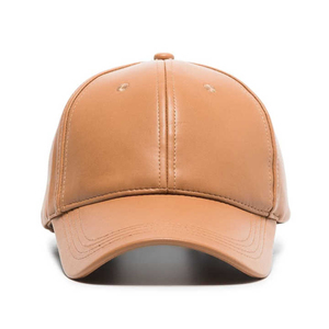 Casquette de baseball en cuir marron unisexe, ajustable, style décontracté, à porter en toutes saisons - Product Image 1