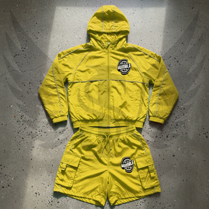 Streetwear Summer Windbreaker Nylon Tracksuits Nylon Color Blocking Track Jacket Windbreaker Nylon <b>Waterproof</b> Hoodie Shorts <b>Set</b> - Product Image 3