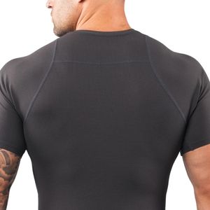Men's Charcoal <b>Compression</b> Athletic T <b>Shirt</b> Moisture Premium Fitness Running Gym Performance Wear Top - Product Image 4