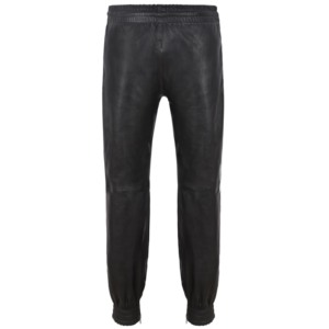 Pantalon de jogging en cuir véritable pour homme, noir, style motard, avec rayures, en cuir Napa véritable, pantalon de survêtement, fournisseur ODM/OEM - Product Image 3