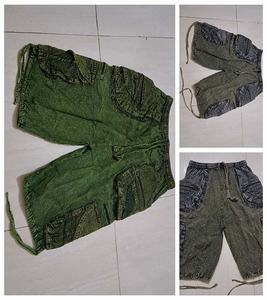 Wholesale Man's Cotton Stonewash Cargo Shorts <b>Hippie</b> Bohemian Style GC-AP-1567 Low Waist with Logo on Waist From India Supplier - Product Image 1