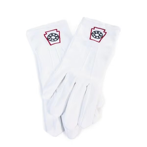 Guantes de Regalia Masónica 100% Algodón Blanco Puro Diseño Personalizado Rayado Pantalla Táctil Cuatro Estaciones - Product Image 6
