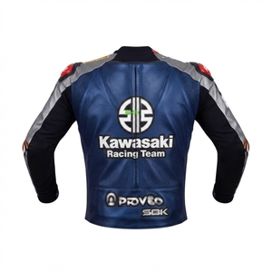 Men’s Rawasaki Cowhide Leather <b>Racing</b> <b>Jacket</b>/Chaqueta MotoCP Style CE Level 2 Armor Motorcycle Track Riding Protective Gear CE - Product Image 2