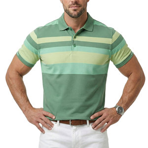 Camisetas Polo a Rayas de Punto para Hombre, Estilo Casual Elegante, Transpirables, Ligeras, Ajustadas, Personalizadas, al por Mayor para Golf - Product Image 2