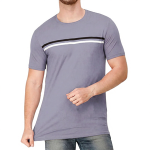 Camiseta de punto informal para hombre, roja, larga, de corte regular, cuello redondo, estilo hip hop, anti-UV, de secado rápido - Product Image 2