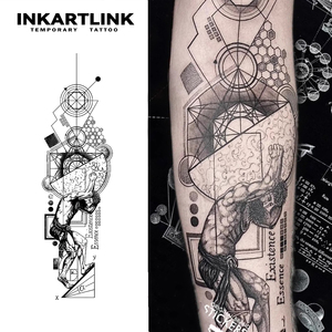 INKARTLINK Atlas de Mitología Griega, Pegatina de Tatuaje, Geometría Sagrada, <span class=keywords><strong>Arte</strong></span> Científico, Herbal, <span class=keywords><strong>Arte</strong></span> Corporal Semipermanente de 15 Días para Antebrazo - Product Image 2