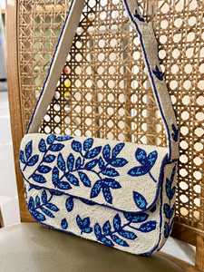 Bolso de Hombro/Bandolera Elegante, Bordado a Mano, con Cuentas Azul Rey y Colores Mixtos, Forma Personalizada - Product Image 4