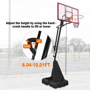 Canestro da Basket Portatile con Tabellone da 44 Pollici, Altezza Regolabile da 2,45 m a 3,05 m per Giovani, Adulti e Partite Professionali - Product Image 3