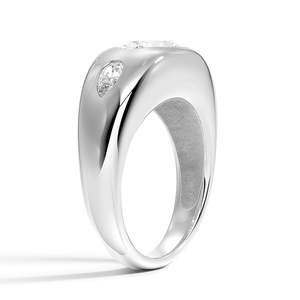 Bague à trois pierres en diamant taille ovale, monture clos en or jaune, classique, pour femme, bijoux fins de fiançailles - Product Image 4